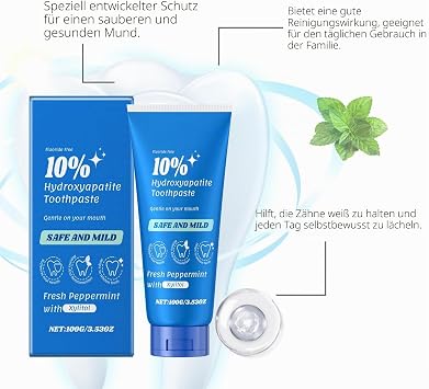 Hydroxyapatite Toothpaste 10% Hydroxyapatite Toothpaste Hydroxyapatite Fluoride-free Toothpaste for Gently Repairs Enamel and Relieves Tooth Sensitivity (3)
