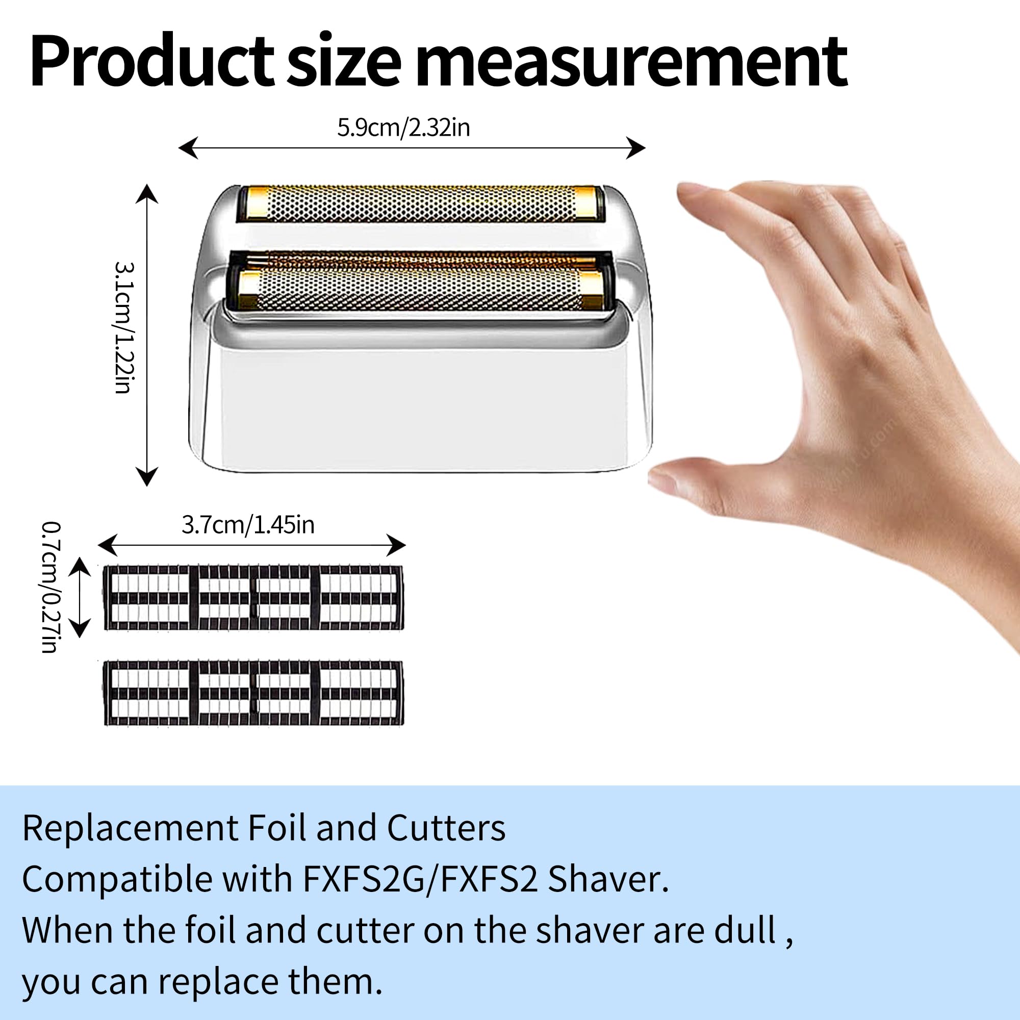 1 paquete de láminas y cortadores profesionales de repuesto para afeitadora BaBylissPRO Barberology de doble lámina, compatible con afeitadora BaBylissPRO Barberology FXFS2, dorado (plata)