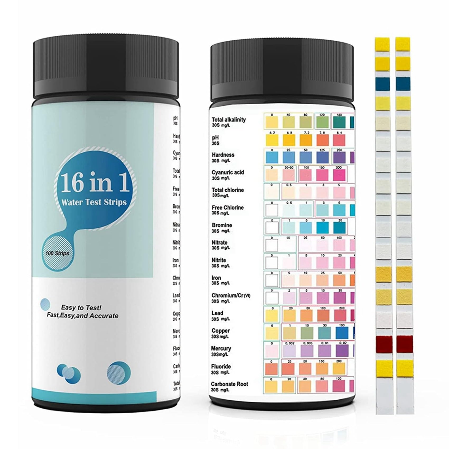 16 nel 1 Kit per il Test 'Acqua, 600 Pezzi di Strisce per il Test 'Acqua Potabile, Strisce per il Test 'Acqua di Rubinetto e di Pozzo e Test per PH,