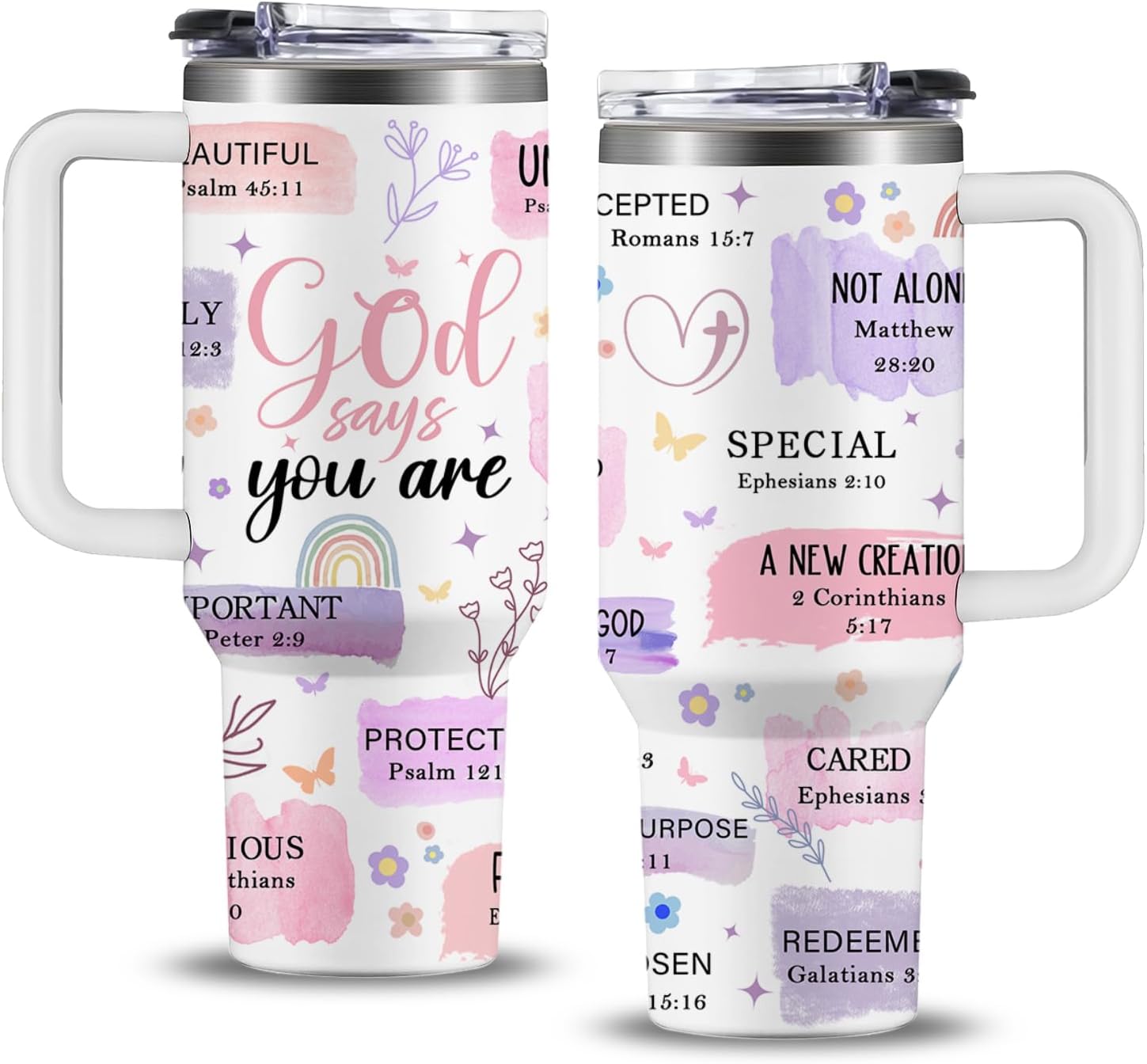 Christian Gifts for Women, 40 oz God Says You Are Tumbler with Handle, Inspirational Religious Birthday Gifts for Faith Cup, Christian Spiritual Catholic Jesus Bible Pastor Prayer Gifts for Christmas