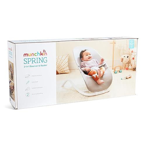 Miniatura 8 de Munchkin Spring Baby - Asiento mecedor y mecedor para bebé, diseño 2 en 1, portátil y ligero con 3 posiciones reclinables, color gris