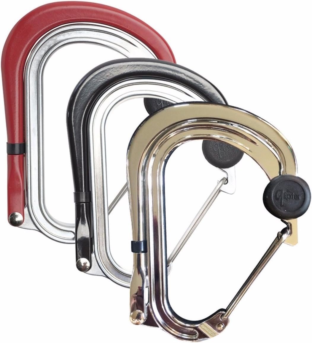 Qlipter (1.0) Carabiner Hanger with Rotating Folding Hook - Strong Clip for Camping, Travel; Adventure Tool; Sports Accessory; Organizing Gadget; Baby Gear (Thunder, Phoenix, Chrome, Bundle 1)
