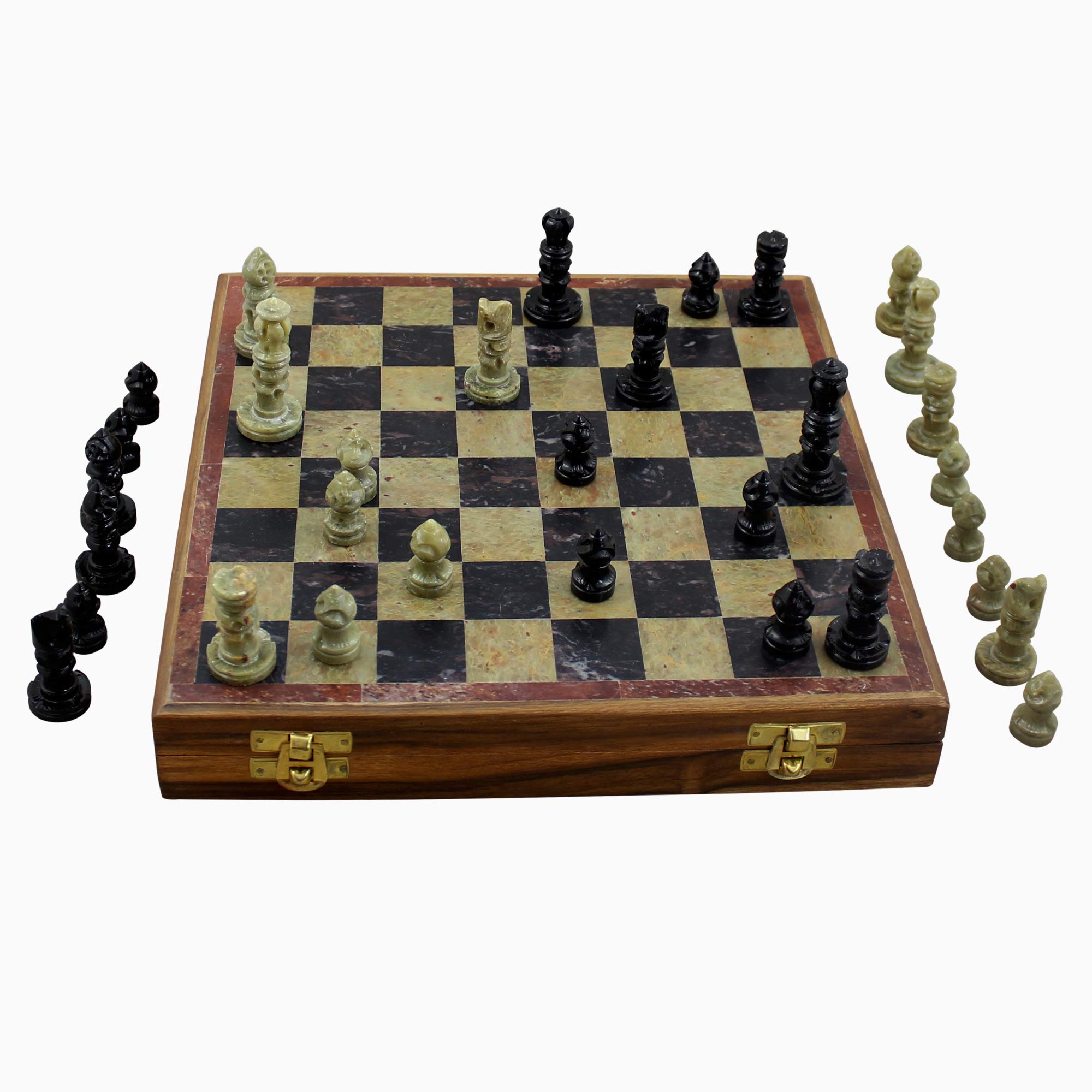 RoyaltyRoute Juegos de Mesa de Estrategia Tradicional de mármol únicos Conjuntos de Piezas de ajedrez y Caja de cartón 30 x 30 cm