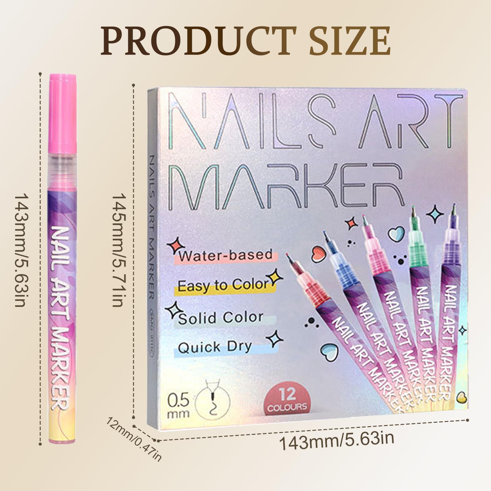 Nagelkunst-Stifte-Set, 12 Farben, Nagelkunst-Marker für Gelnägel, Nagelspitzen, Graffiti-Punktstift, Zeichnen, Malerei, Linerpinsel für DIY-Nagelkunst, Schönheitsdekoration, Maniküre-Werkzeuge (3 Set)