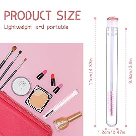 Dming 20 Pieces Disposable Mascara Brushes Eyelash Brush Lash Wand Diamond Mascara Wands with Tube Makeup Tool Lash Spoolies Sanitary Brushes Lash Extension Supplies (tube scale l pink 20)