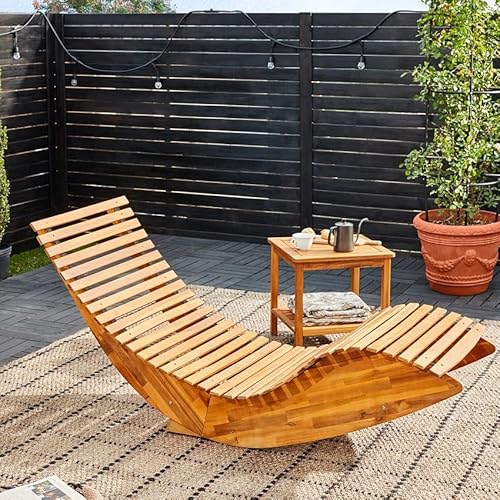Cucunu 4000035 Chaise Lounge | Rocking Outdoor Lounger Chair Made From Acacia Wood thumb #3