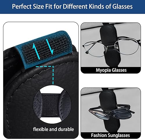 Miniatura 5 de Sunglasses Holder for Car Visor, Magnetic Leather Eyeglasses Clip for Car Sun Visor