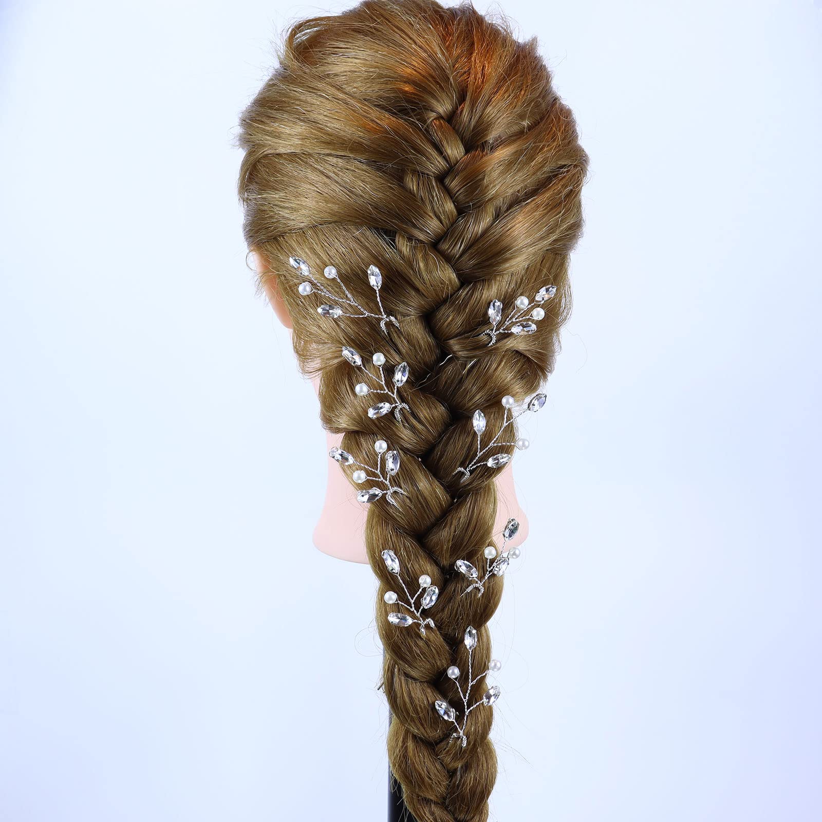 PIESOYRI 8 Piezas Accesorios Cabello Novia, Joyas Pelo Boda con Cristales de Perlas, Horquillas Novia, Accesorios Cabello Novia, Adorno Pelo Para Fiesta, Damas Honor, Niñas Flores