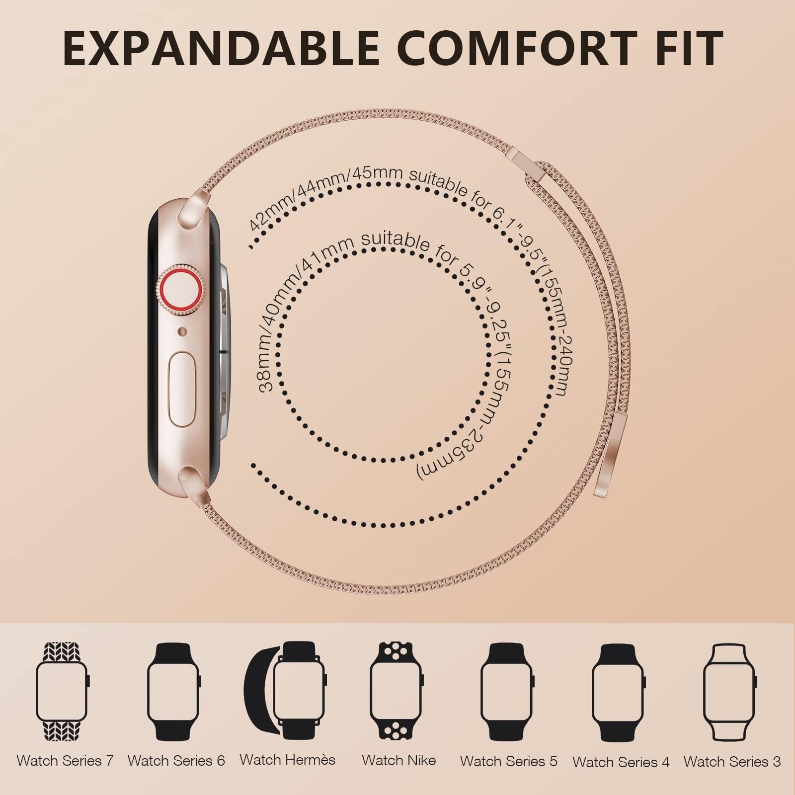 para Band Series 9, Ultra 2, SE, Ultra 8 7 6 5 4 3 2 1 38 mm 40 mm 41 mm 42 mm 44 mm 45 mm 49 mm Mujeres y Hombres, reemplazo de Cierre magnético con Bucle de Malla de Acero Inoxidable
