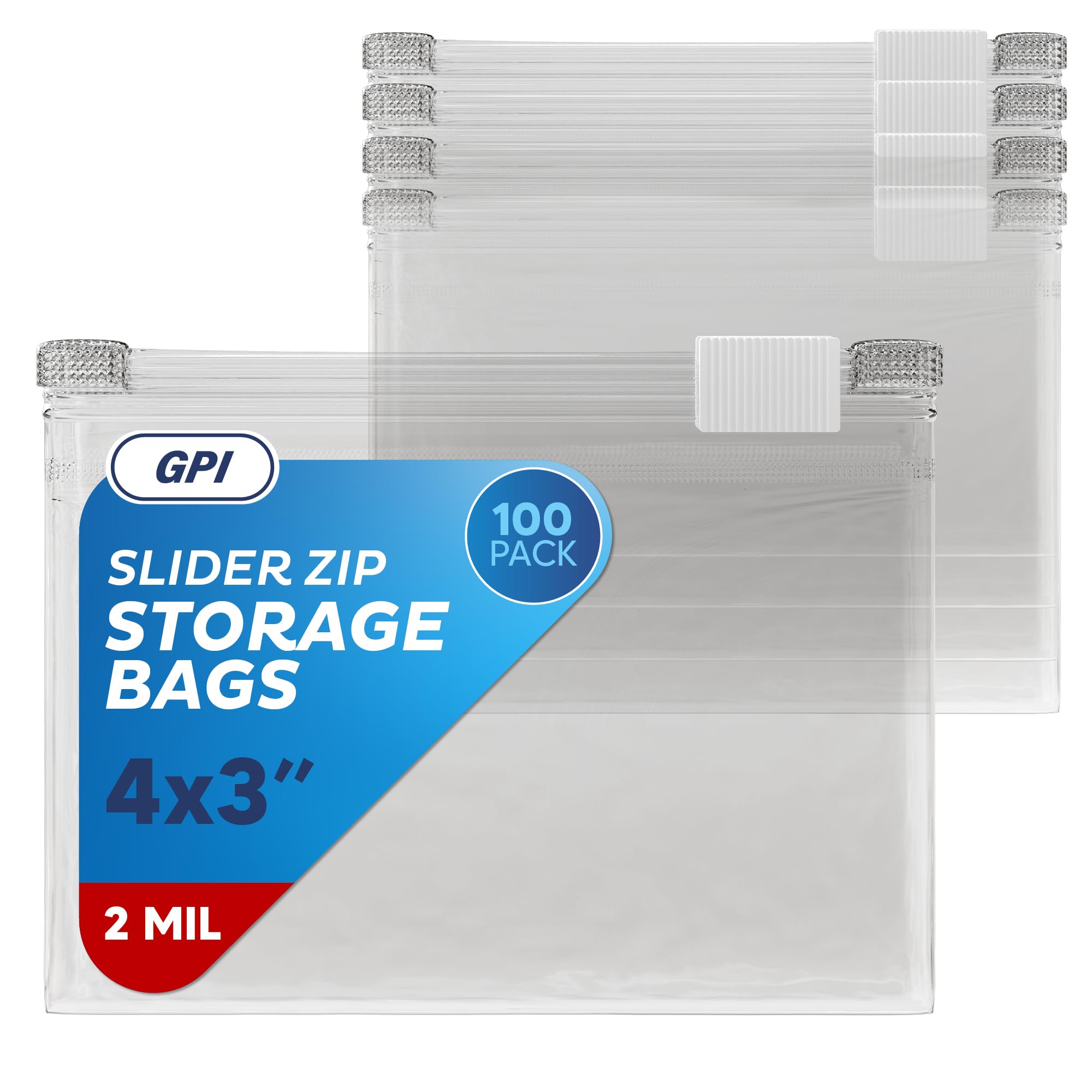 Photo 1 of 100 Count - Slider Zip Food Storage Snack Bags, 4" x 3" 2 Mil Small, Strong & Durable For Nuts, Candy, Snacks, Seeds, Jewelry & More. GPI