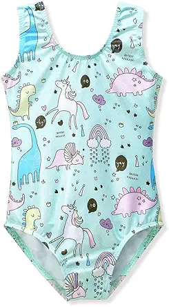 HOZIY Gymnastics Leotards for Girls Toddlers Kids Sleeveless Tumbling Outfits for Dance Print