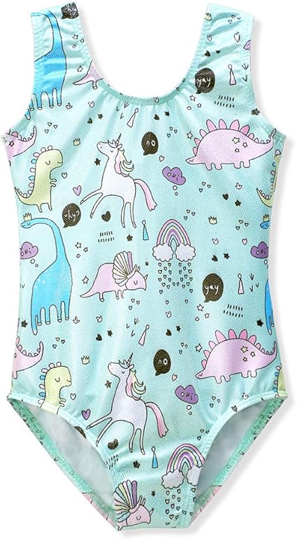 HOZIY Gymnastics Leotards for Girls Toddlers Kids Sleeveless Tumbling Outfits for Dance Print