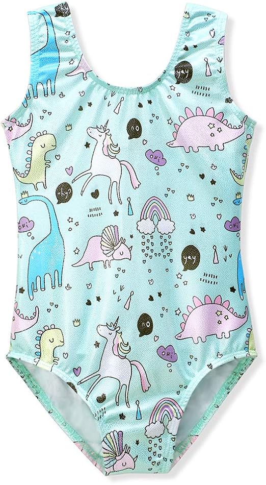 HOZIY Gymnastics Leotards for Girls Toddlers Kids Sleeveless Tumbling Outfits for Dance Print