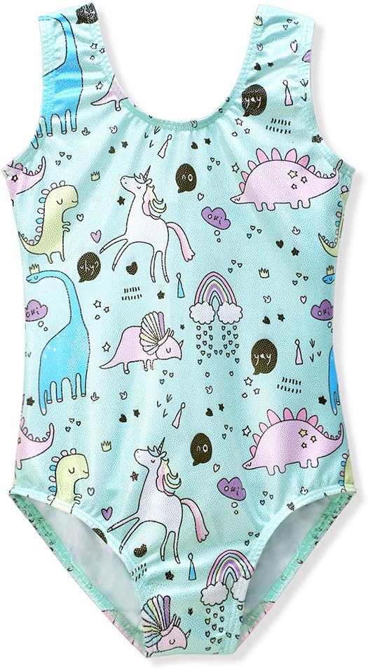 HOZIY Gymnastics Leotards for Girls Toddlers Kids Sleeveless Tumbling Outfits for Dance Print