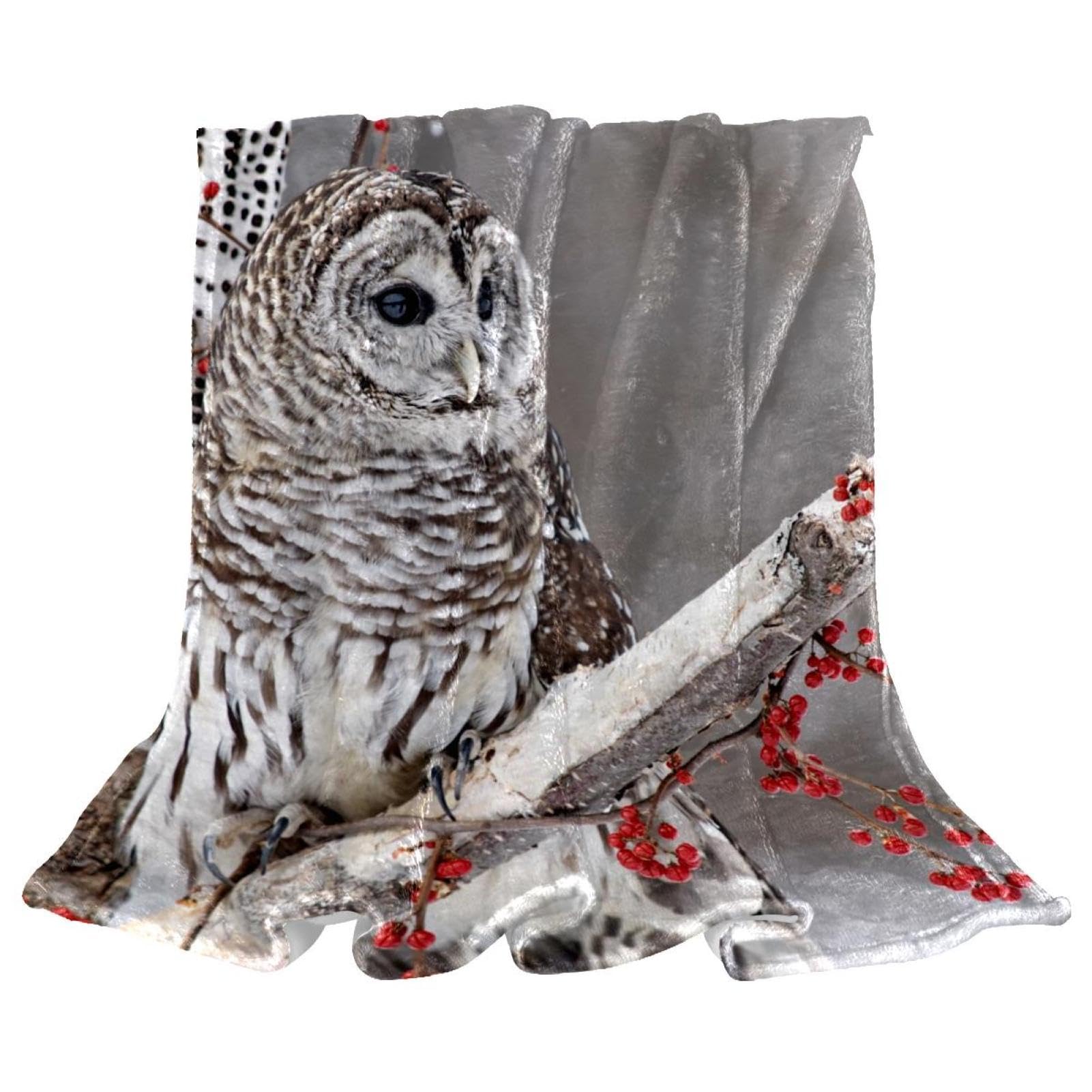 Couverture polaire hibou plaid doux contre le froid pour divan