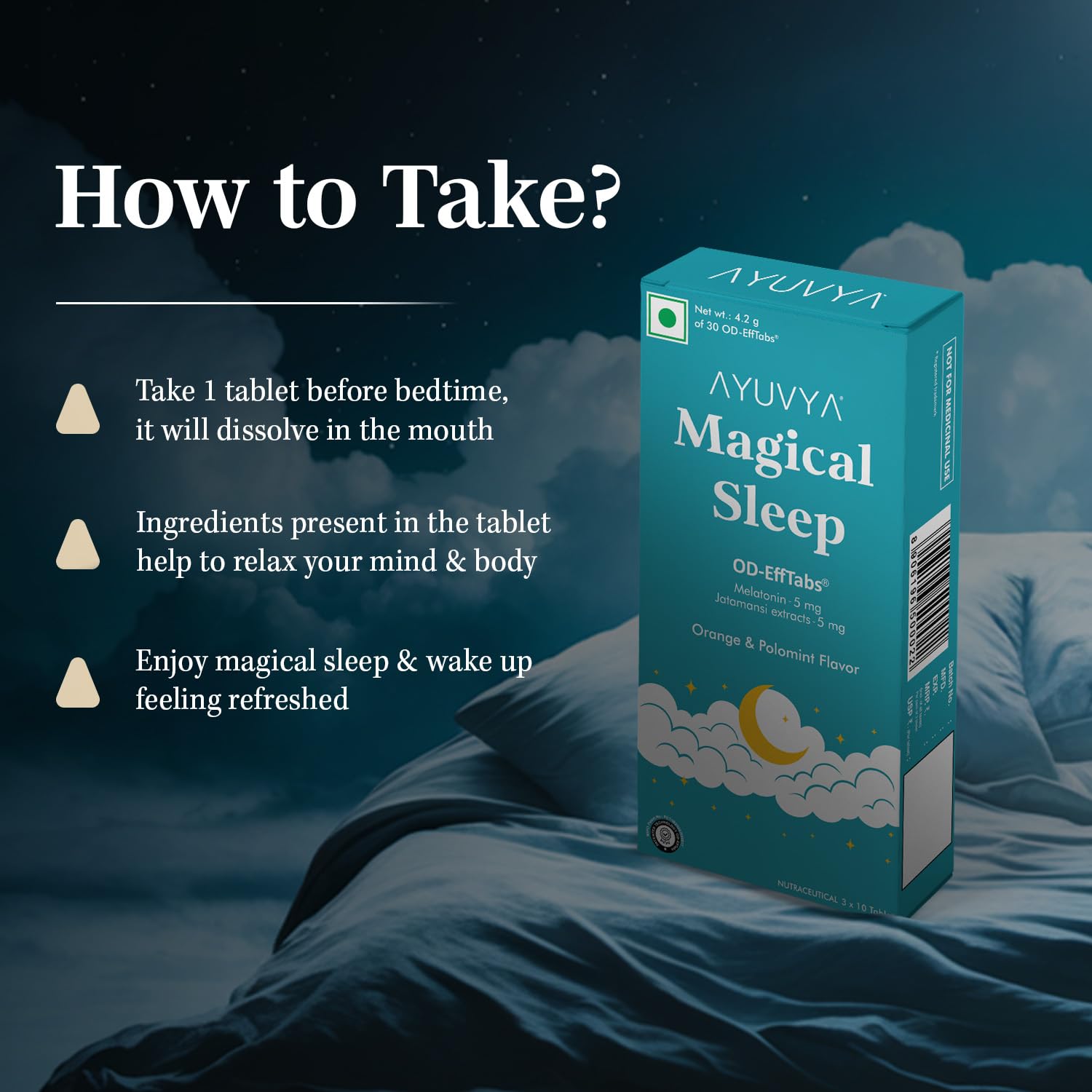 Ayuvya Magical Sleep Support Melatonin Effervescent Pills - Natural Sleep | Night Time Sleep Aid & For Morning Energy | As Seen on Shark Tank 2