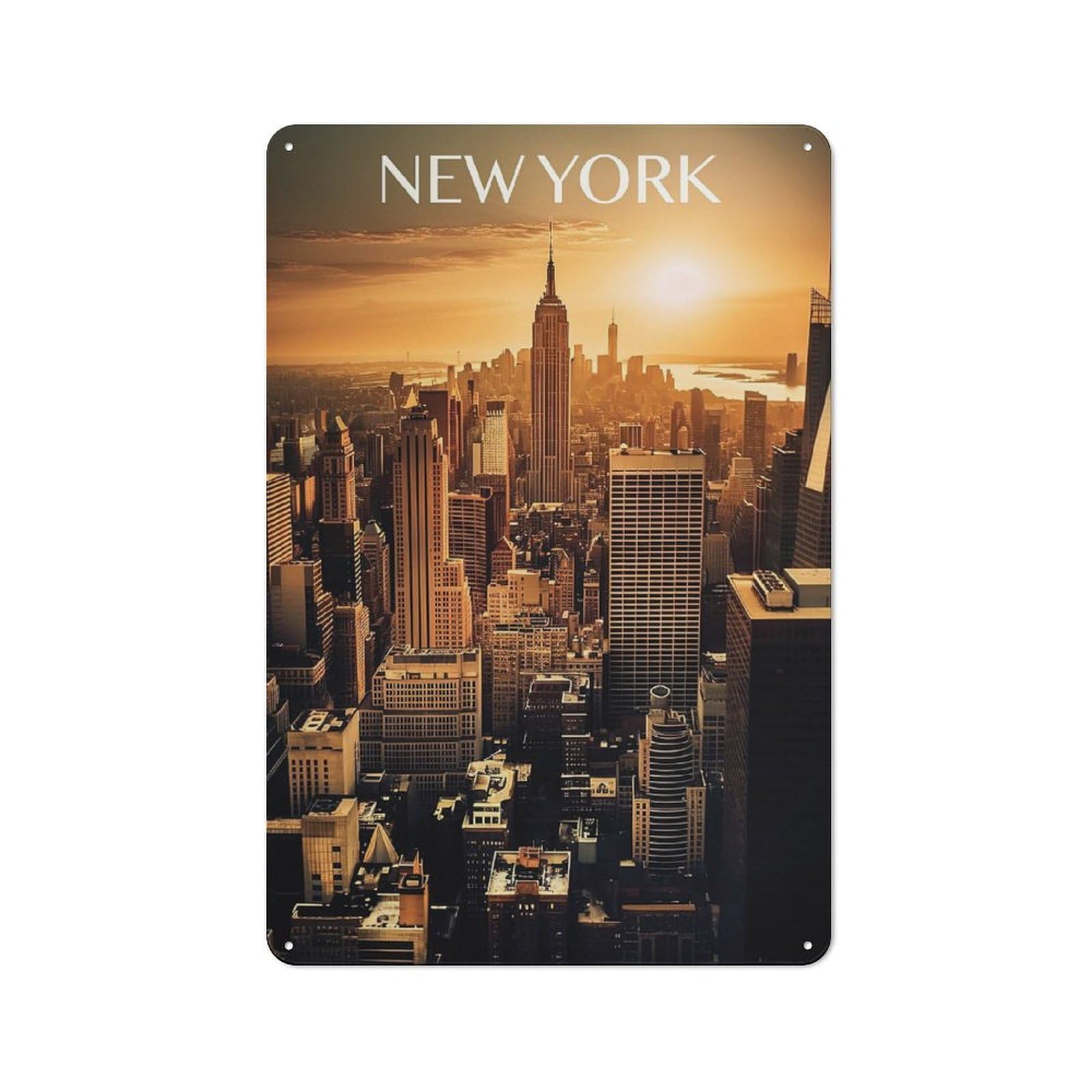 Junmoney Majestic New York City Metal Sign 30X20cm With For Pub Or Café, Retro Decor, For Vintage Wall Decor Fans, For Garage And Workshop Walls