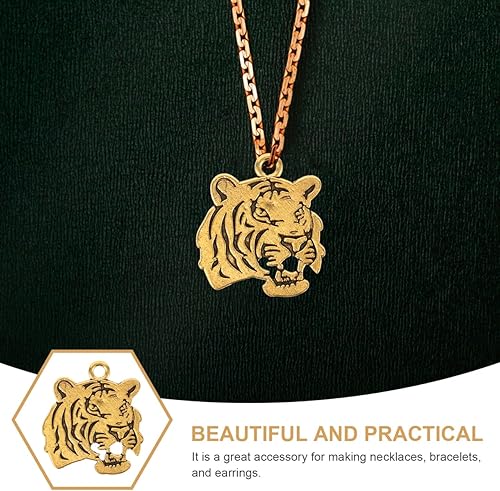 Miniatura 7 de 30 piezas de dijes de cabeza de tigre cabeza de tigre de aleación dorada, accesorios de fabricación de joyas para collares, pulseras, manualidades y