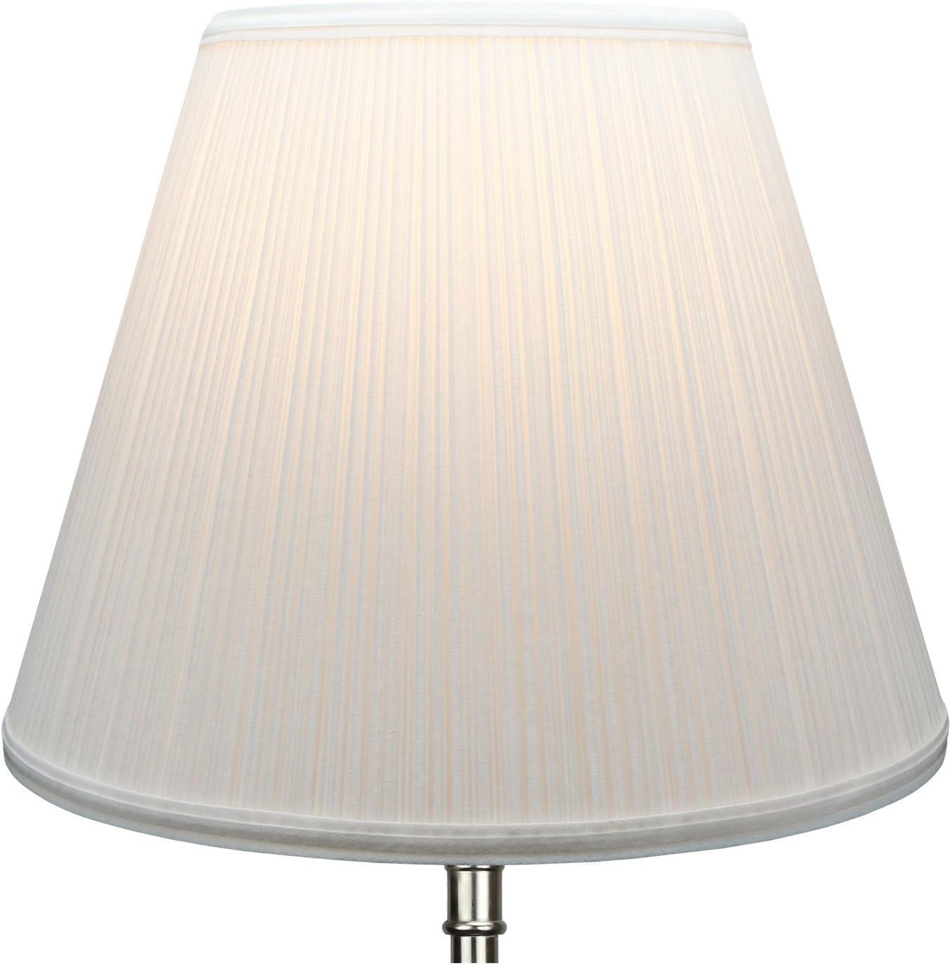 FenchelShades.com 8" Top Diameter x 15" Bottom Diameter 12" Slant Height Fabric Barrel Lampshade Spider Attachment (Pleated White)