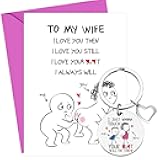 Funny Valentine's Day Cards, Naughty Valentine's Day Card & Keychain Gift Set for Wife, Husband, Boyfriend, Girlfriend, Dating Anniversary Present, Funny Love Poem Design