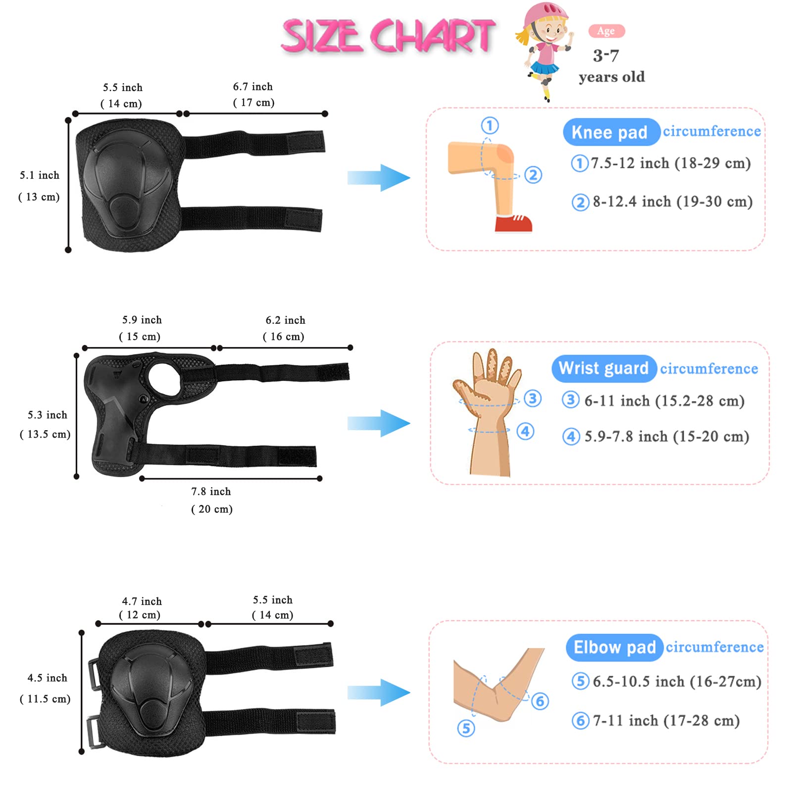 Kit de Protection Patins à Roulettes 6 Pièces Réglables Genouillères Coudières Protège-Poignets Vélo