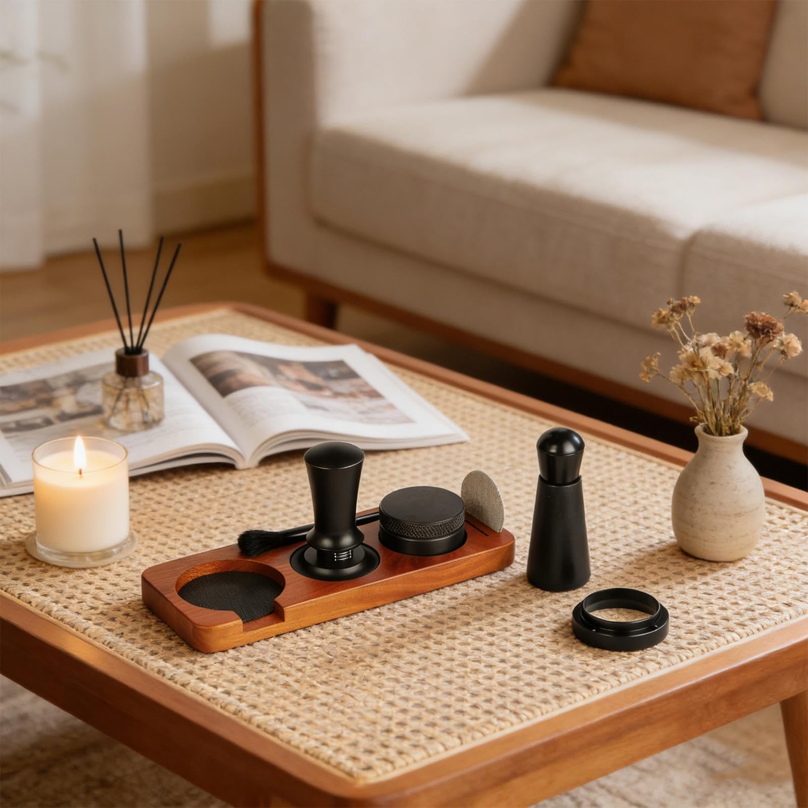 Set Per Tamper Da Caffè Espresso, Distributore per Caffè da Cucina, Stazione per Pressacaffè, Adatto A Sala Da Pranzo Bar Camera Cucina Negozio Appartamento Caffetteria Casa