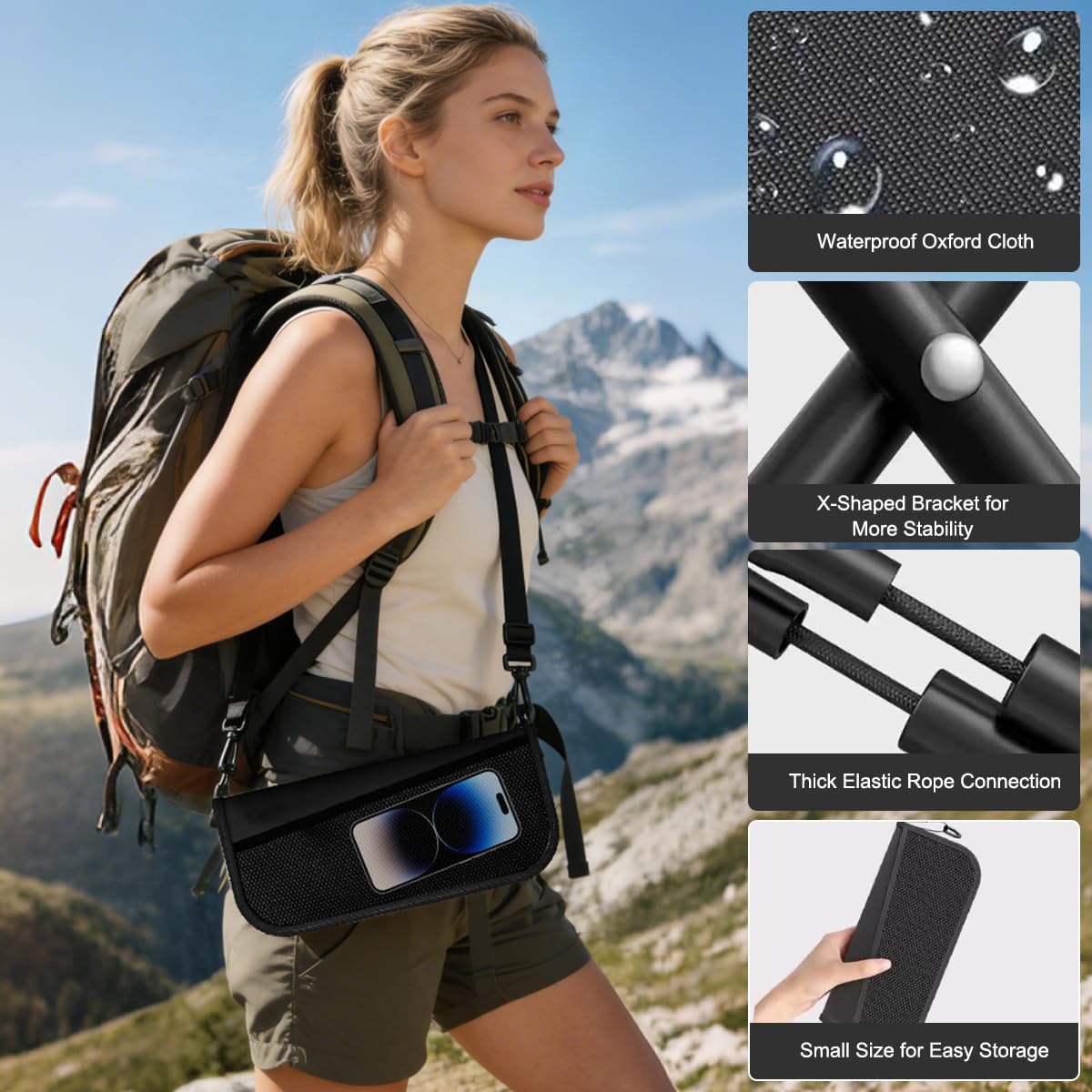 Sgabello Pieghevole Portatile, Sedia Pieghevole Campeggio con Cinghia e Borsa, Sgabello Pieghevole Portatile, Leggero Sgabello da Pesca per Campeggio, Viaggi, Escursionismo e Attività All'aperto
