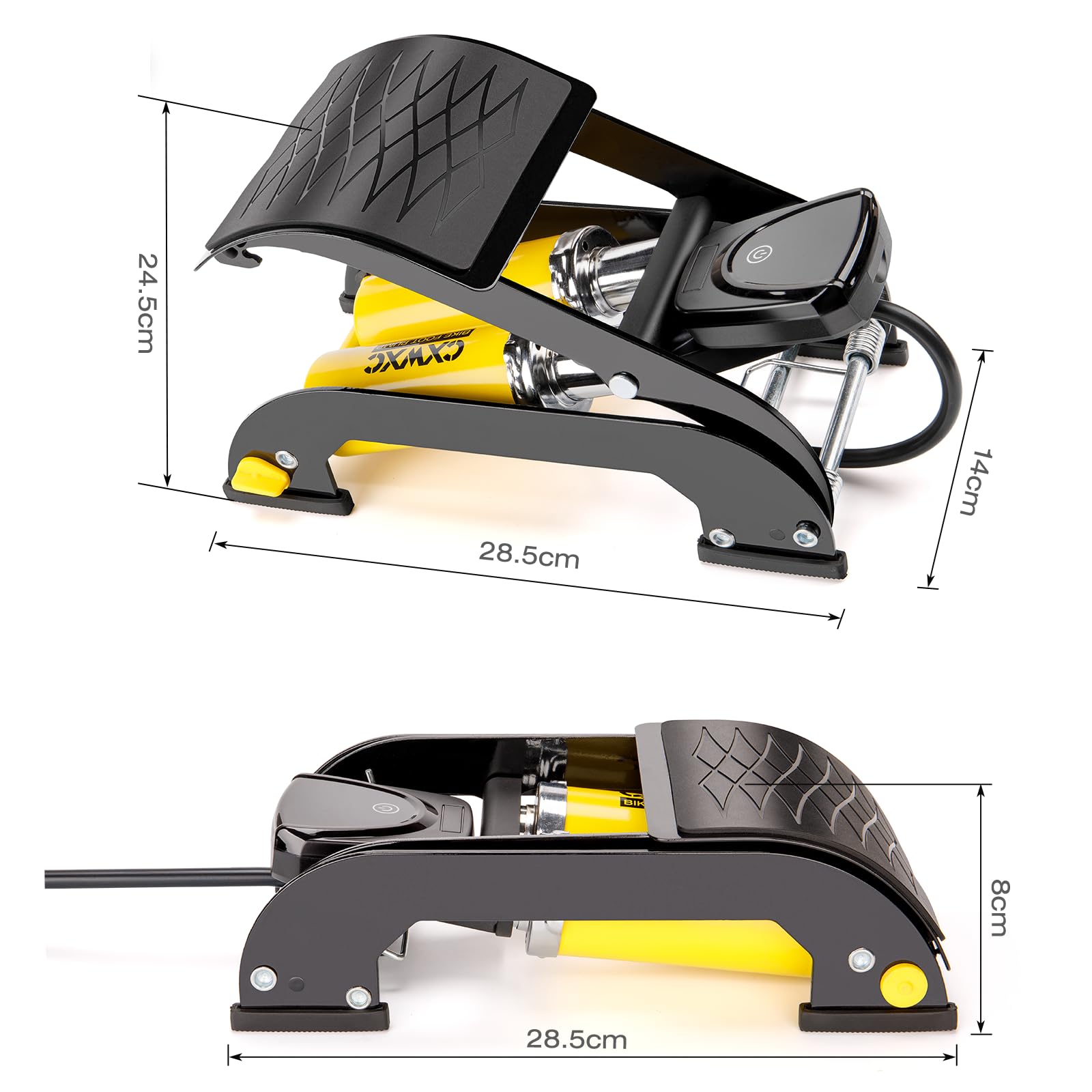 CXWXC Bomba de pie con doble cilindro y manómetro digital, para indicador de presión de 11 bar/160 psi, bomba de aire para bicicleta, moto, coche