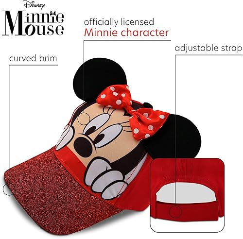 Miniatura 2 de Disney Gorra de béisbol de algodón con orejas 3D con purpurina para niñas Minnie Mouse niños pequeñosniñas