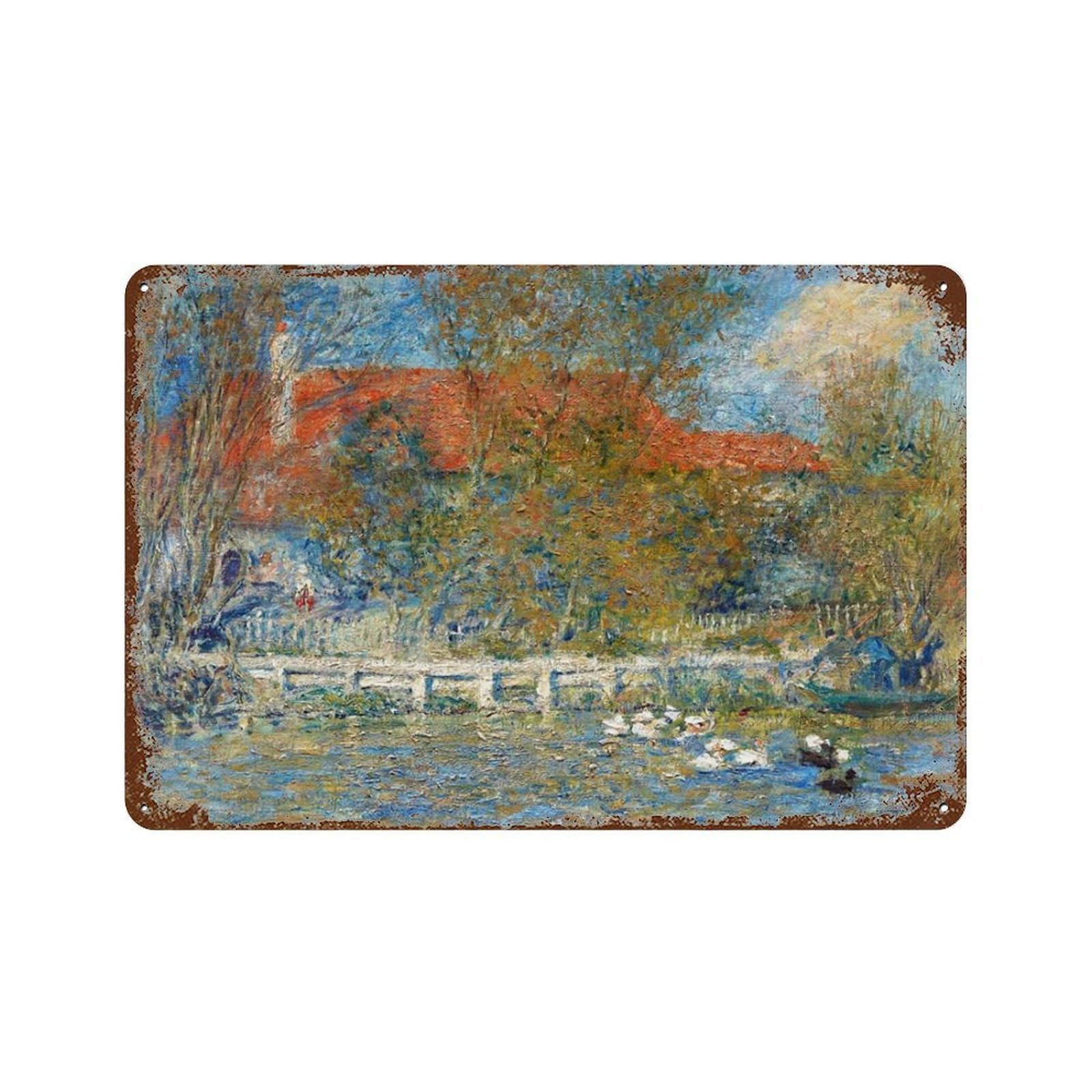 xiaoxiaoshen Pond With Water Lilies Vintage, Lake, Large Original Painting Wall Decor Art Metal Tin Poster Modern Home Decor Art Home Bar Shop Decorations Vintage Sign 20x30cm
