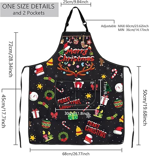 Miniatura 2 de Delantales de Navidad para mujeres y hombres, delantal de cocina de Navidad con bolsillos, regalos de Feliz Navidad, delantal de chef para hornear