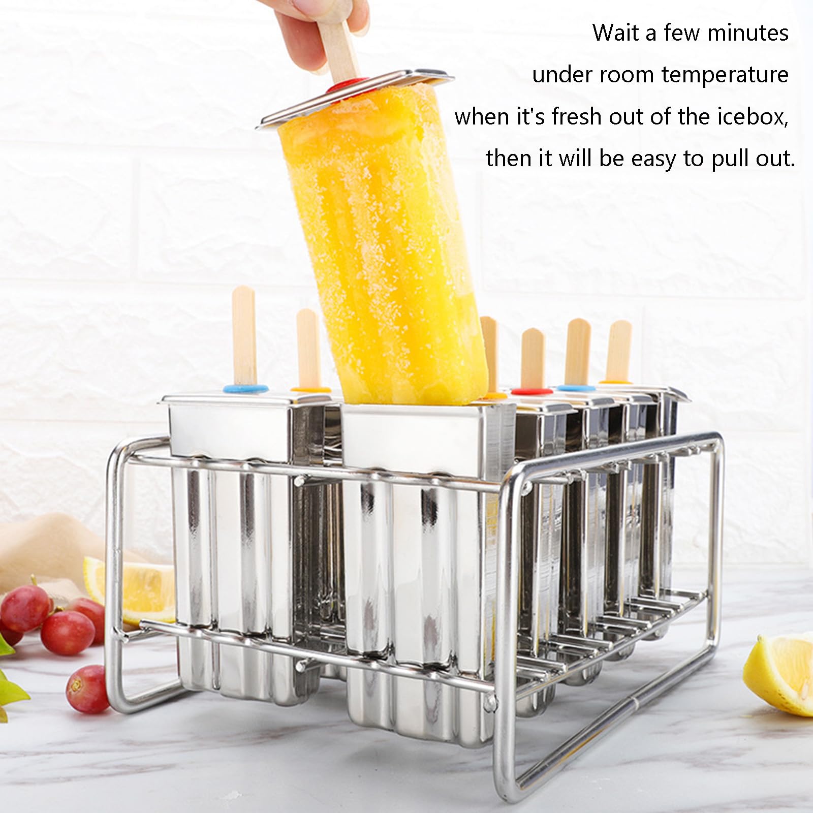 Moldes reutilizables para paletas con palos y cepillo de limpieza para golosinas congeladas caseras fáciles