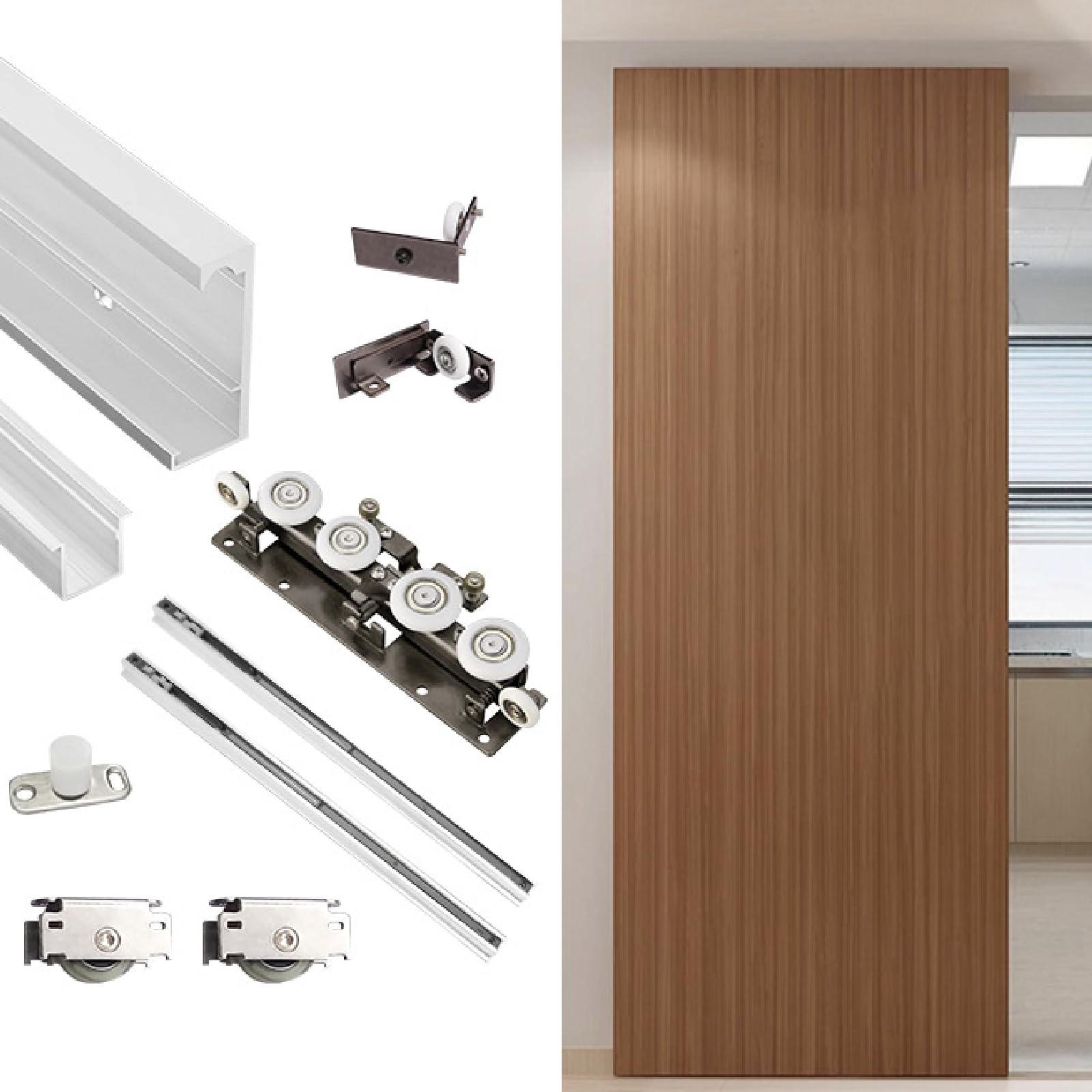 Kit per Porte scorrevoli Invisibili,Binario Porta Scorrevole Invisibile,Kit per Porta Invisibile,Funzionamento Fluido,Design Invisibile,Adatto per camere da Letto