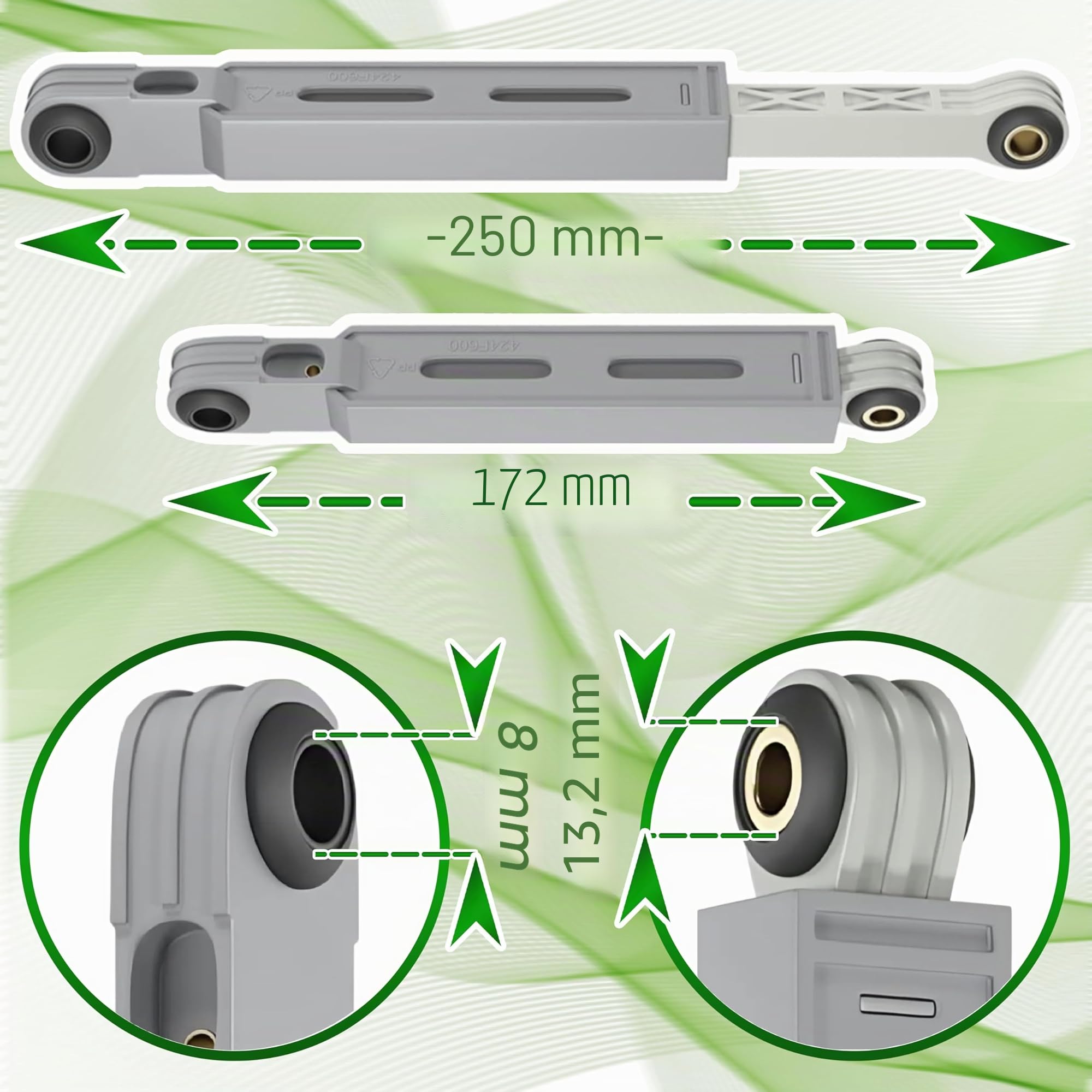 Satz 3 Stück Stoßdämpfer Waschmaschine mit Stiften 90N Ø 8 mm/13,2 mm mit Originalcode 00673541 00660865 742719 00742719 für Bosch für Siemens für Balay - Garantie 5 Jahre - ONIX TECH