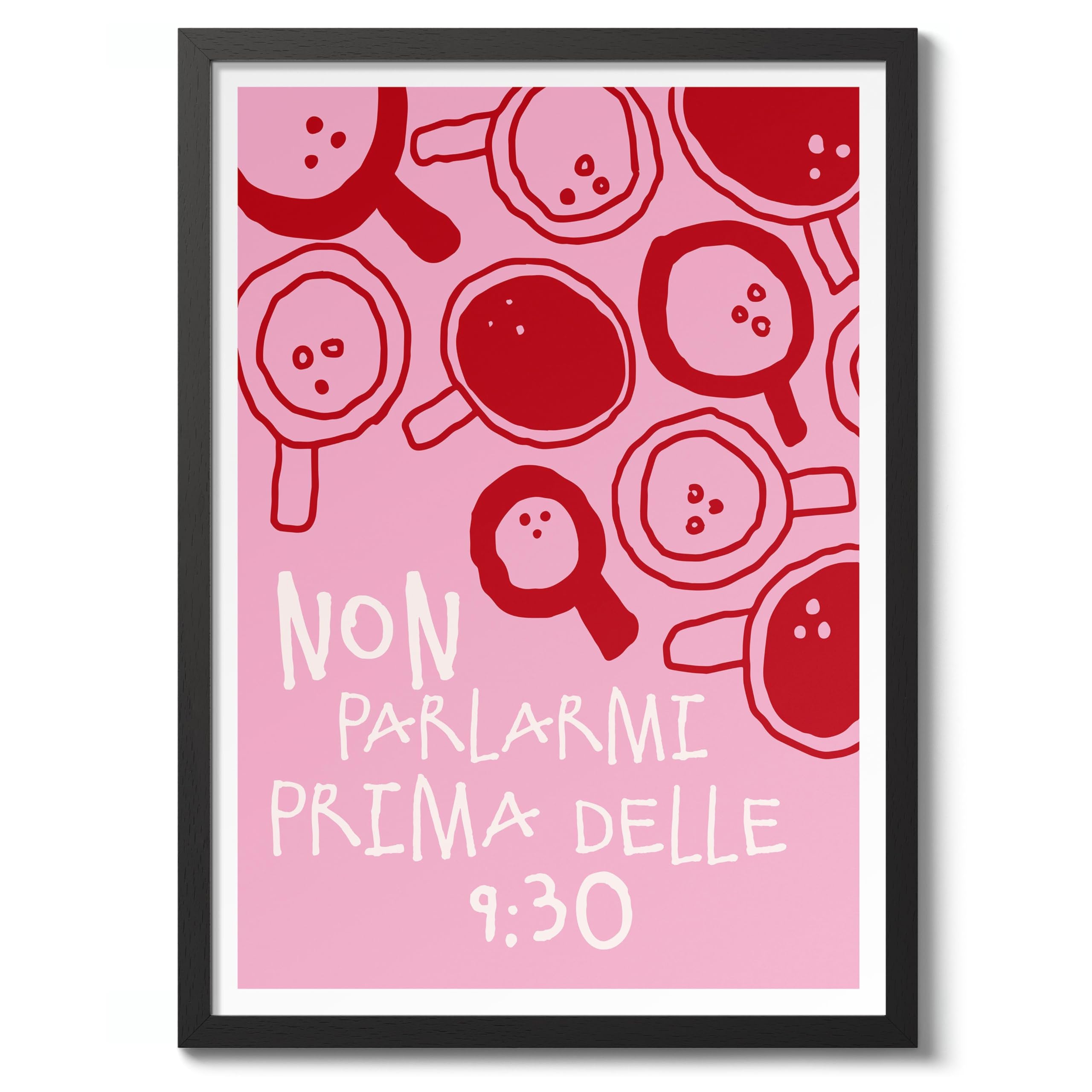 Don'T Talk To Me Before My Coffee Hot Pink Preppy Aesthetic Girls Bedroom Wall Art Decor, Archival Matte, A4 (Black Frame) - 29.7x21cm — image 1