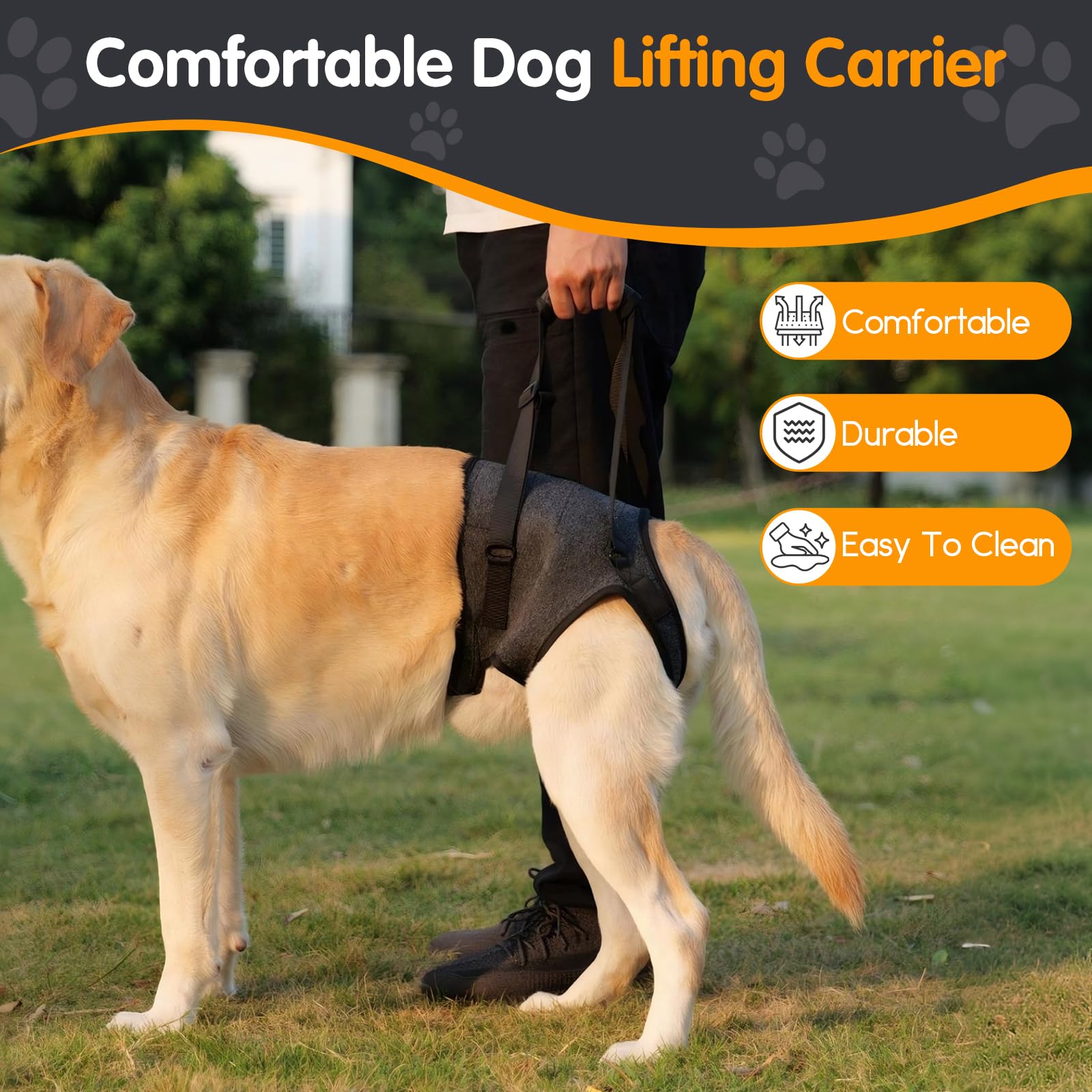 Dog Lifting Harness for Back Legs Support,Adjustable Hind Leg Sling for Large Medium Dogs,Dog Support Harness for Back Legs,Mobility Aid for Elderly Disabled Pets,Walking Stair Climbing Assistance(L) - Image 3