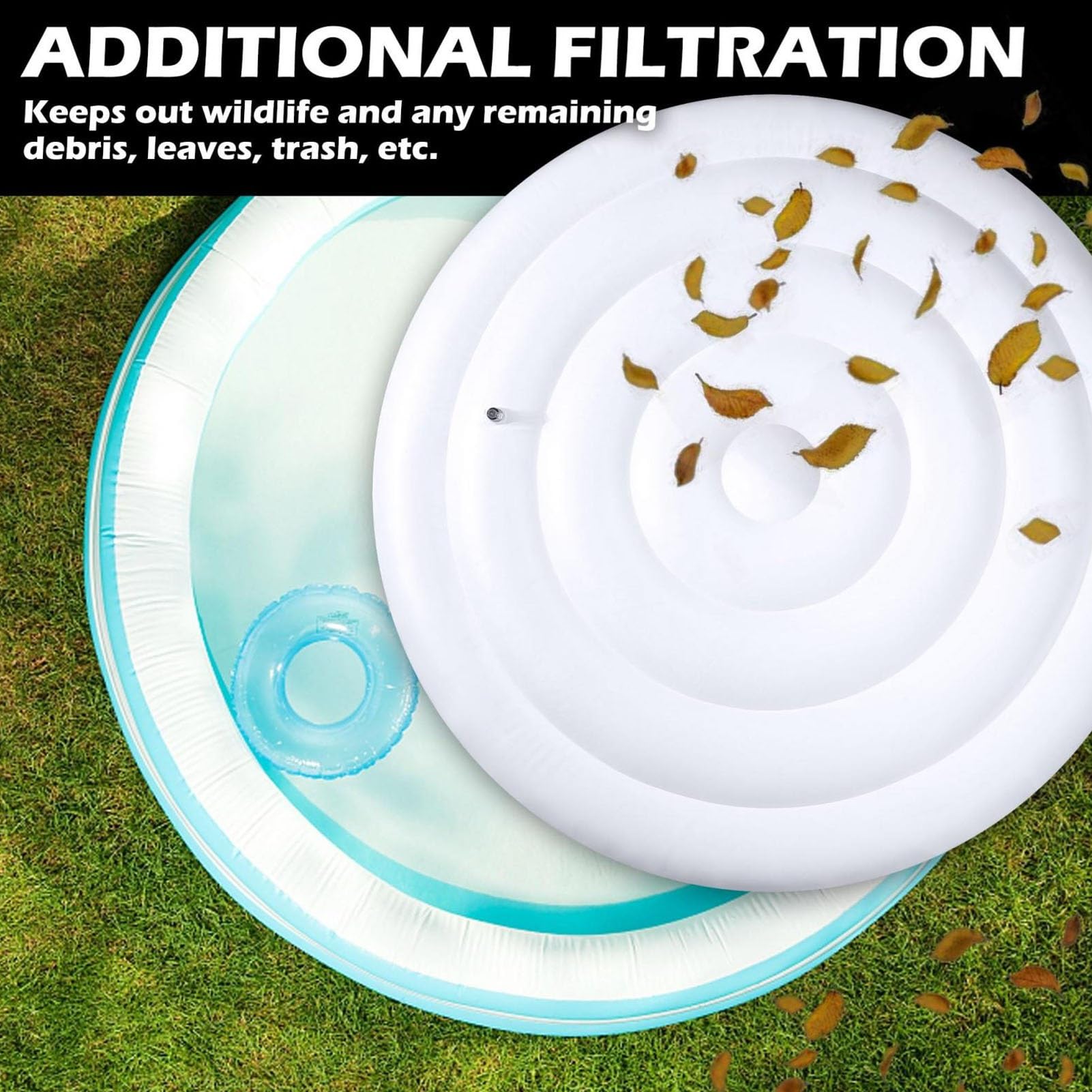 Agatige Copertura Gonfiabile per Vasca Idromassaggio, Copertura Spa Rotonda in PVC da 4,5 Ft Coperchio di Troppo Pieno per Piscina Isolante Pieghevole per Vasche Idromassaggio Gonfiabili