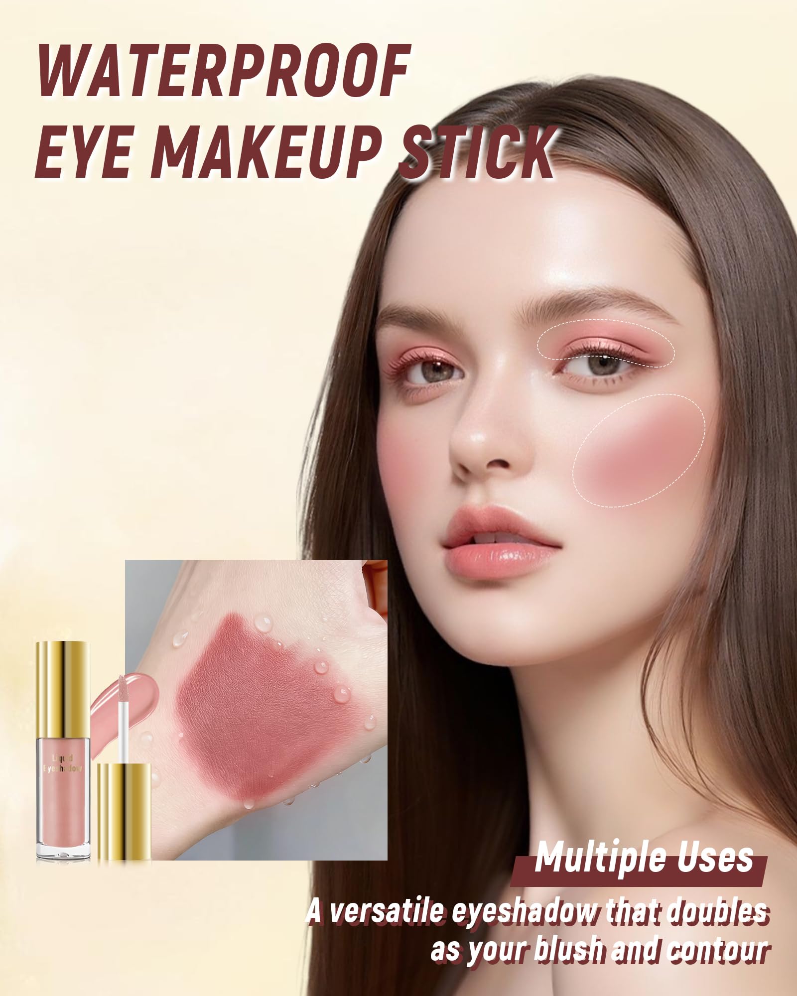 Fard a Paupiere Liquide Velvet, Rose Marron Liquid-to-Powder Ombre a Paupiere Waterproof avec Finition Mat Naturelle, Formule Estompable, Longue Tenue, Hautement Pigmentée, Maquillage pour les Yeux-08 - 5