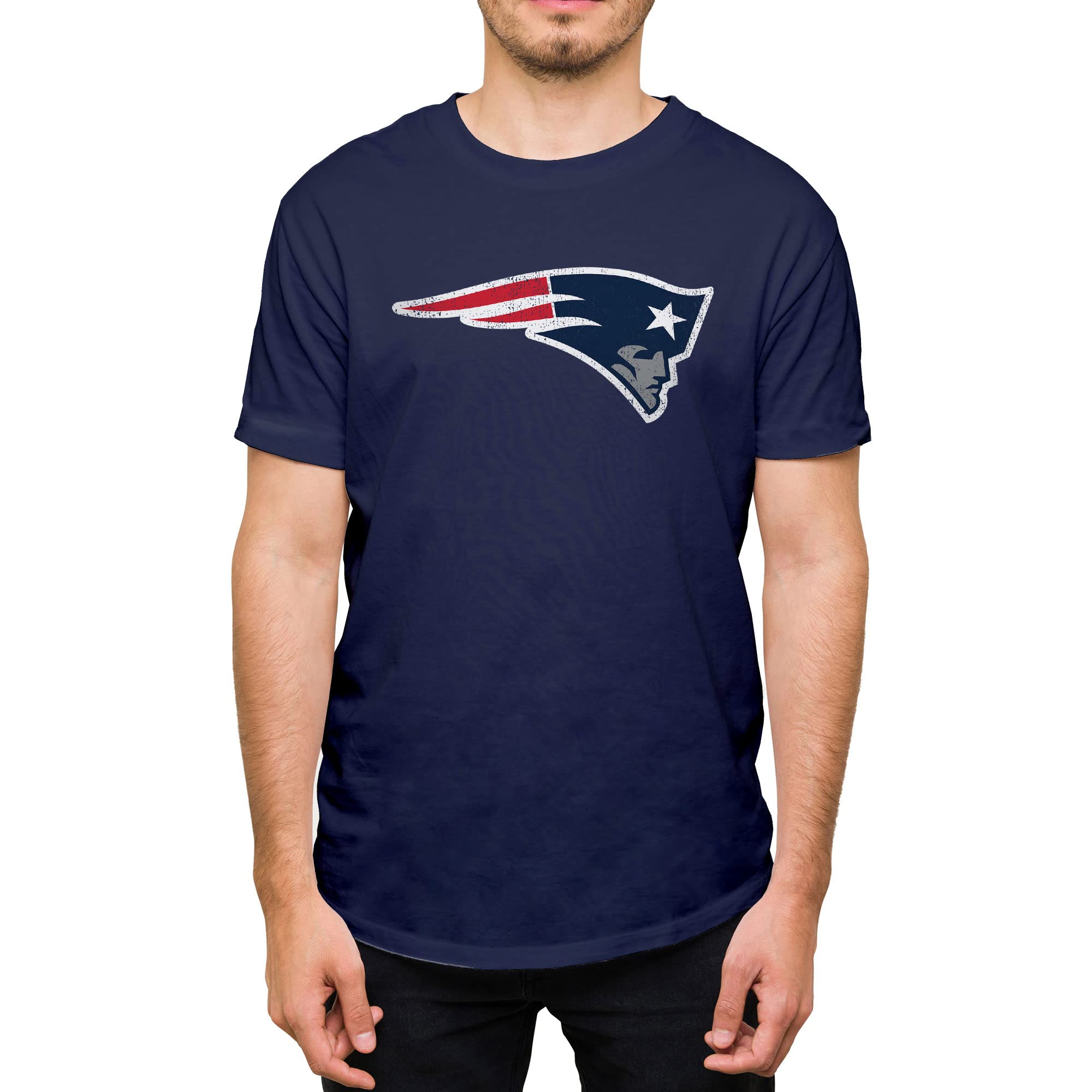 Hybrid Sports NFL - Distressed Team Logo - Officially Licensed Adult Short Sleeve Fan Tee for Men & Women, New England Patriots - Navy, XXL — image 1