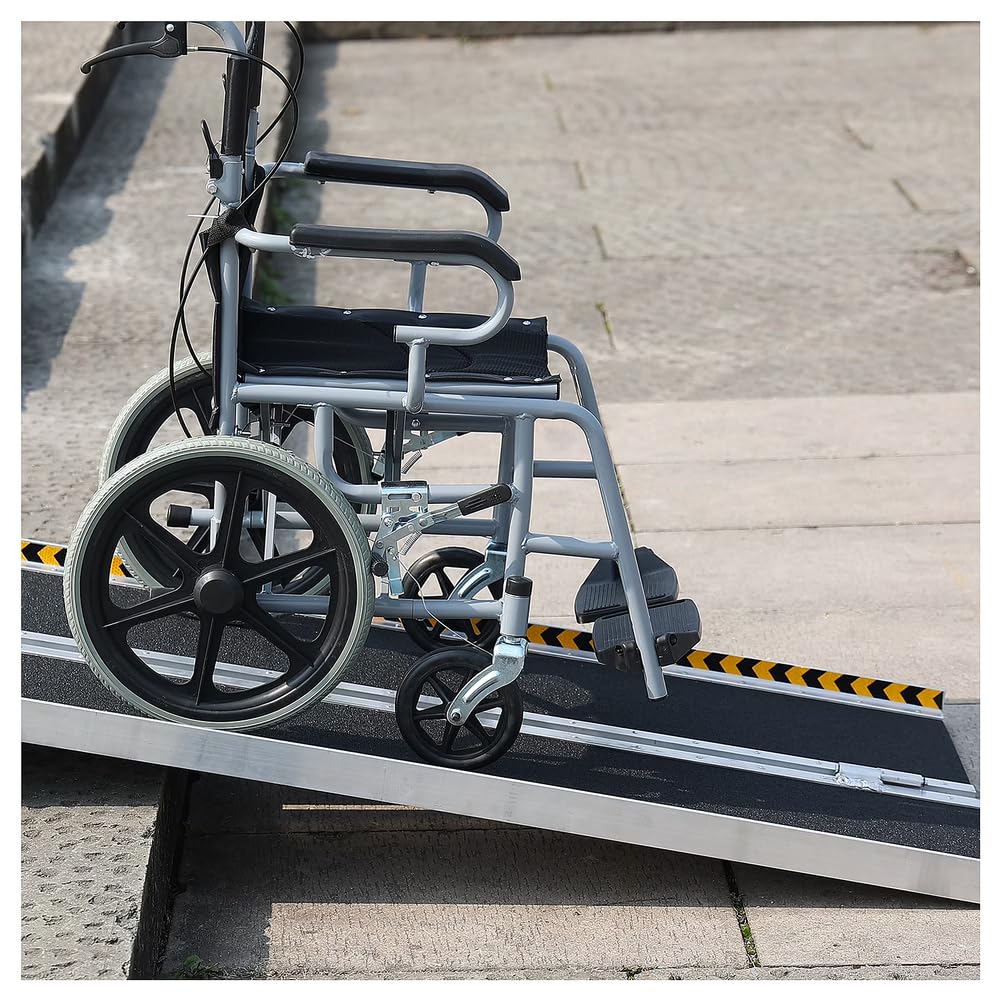 Rampa portátil para Silla de Ruedas Ligera Plegable de Aluminio Antideslizante con Capacidad para 600lb y para Personas con discapacidad para umbrales de Puertas y porches,6Ft