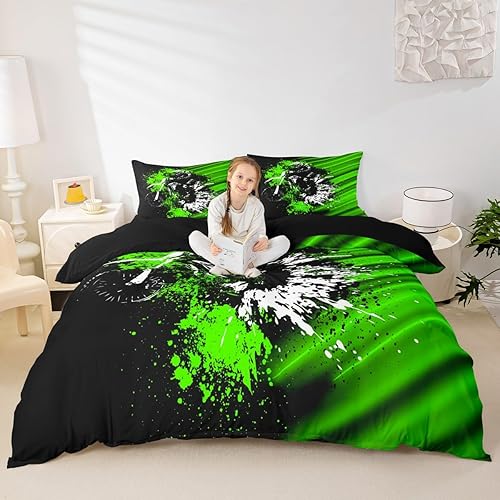 Vista 26 de Feelyou Juego de ropa de cama de coche de carreras y avión en blanco y negro – Funda de edredón y funda de edredón para niños y adolescentes