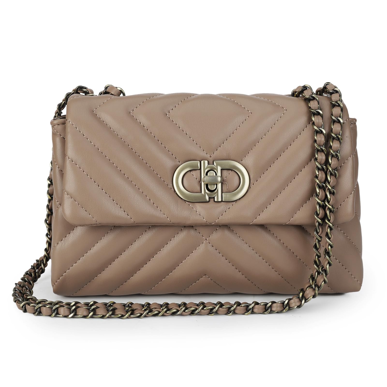 GLITZALL Quilted Shoulder Purse and Crossbody Bags for Women Designer Spring Purse,Vegan Leather Handbag with Chain Strap | Fit Pad mini, Long Wallet,