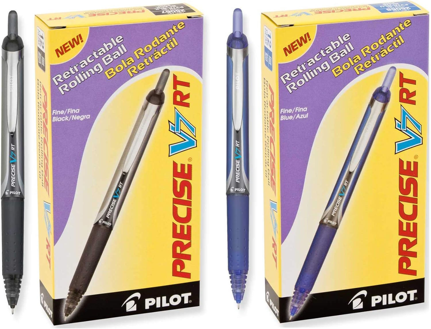Pilot Precise V7 RT Retractable Rolling Ball Pens, Fine Point (24 Pack, Black/Blue)
