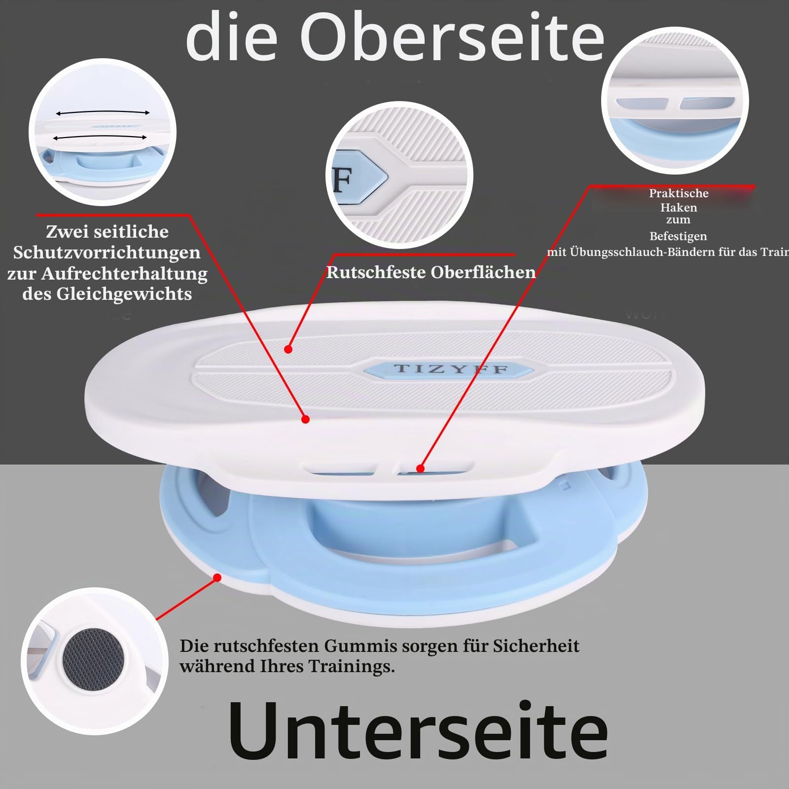 Taillentwister, TIZYFF Sportgeräte zuhause Twist-Waist Disc Board Balancer Geräuschloses Board für Taille, Arme, Beine, Hüften-Übungen, Fitness Indoor/Outdoor.…