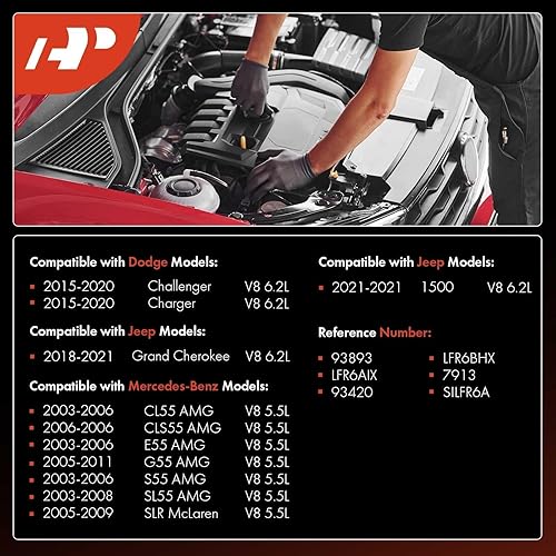 Miniatura 2 de A-Premium Iridium Platinum Bujías compatibles con Ram 1500 y Jeep Grand Cherokee y Dodge Charger, Challenger y Mercedes-Benz CL55 AMG, CLS55 AMG,