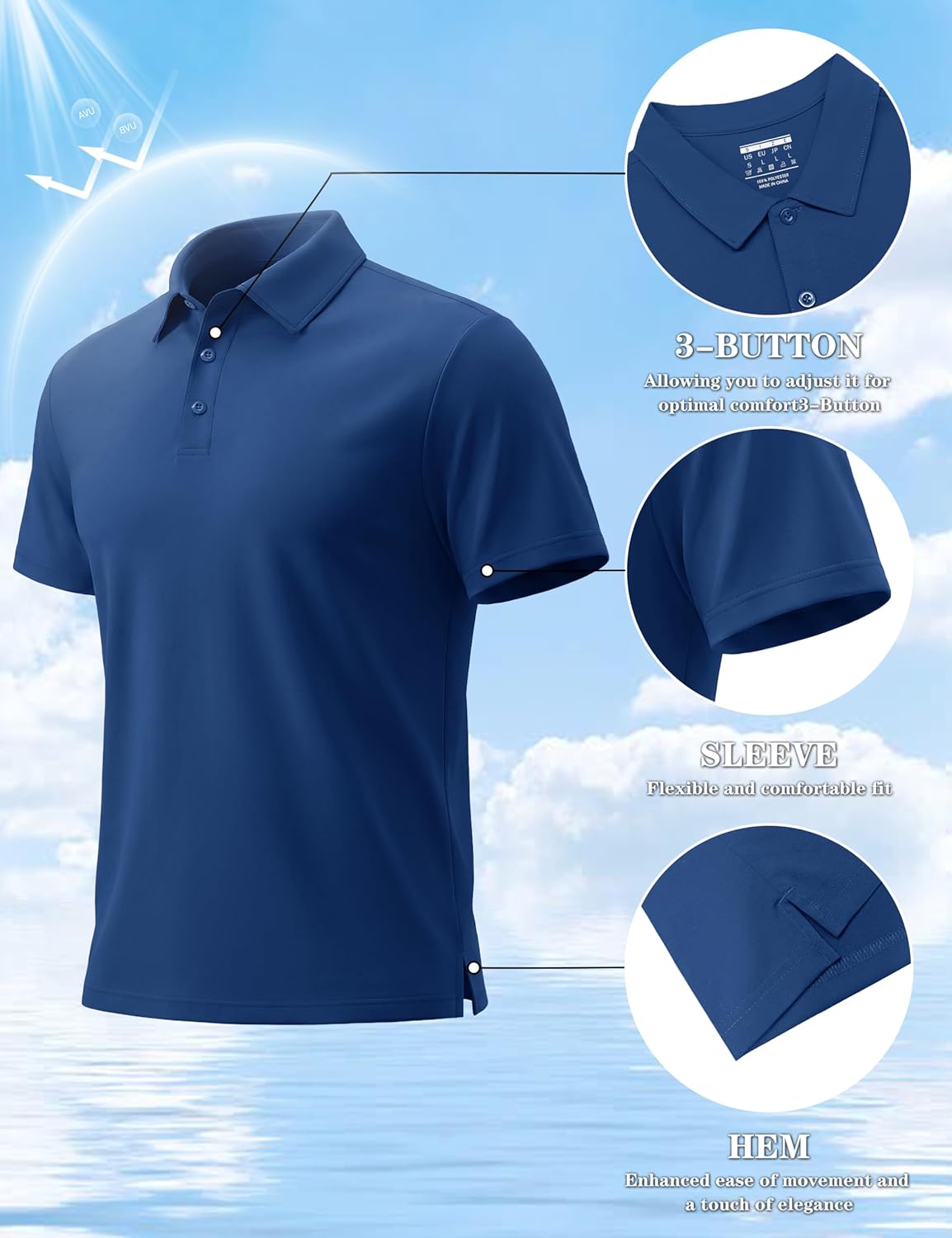 MAGNIVIT Mens Polo Shirts UPF 80+ UV Golf Shirts Moisture Wicking Short Sleeve Quick Dry 3 Button Casual Pique Jersey - Image 6