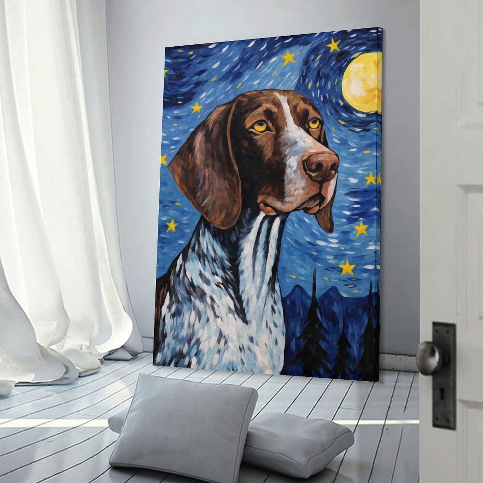 Junmoney Frame-Style-20 German Shorthaired Pointer Decorative Wall Artwork, 24X36inch(60X90cm), For Living Spaces, Bedrooms Or Relaxed Rooms, Modern Wall Decor For Cosy Interiors