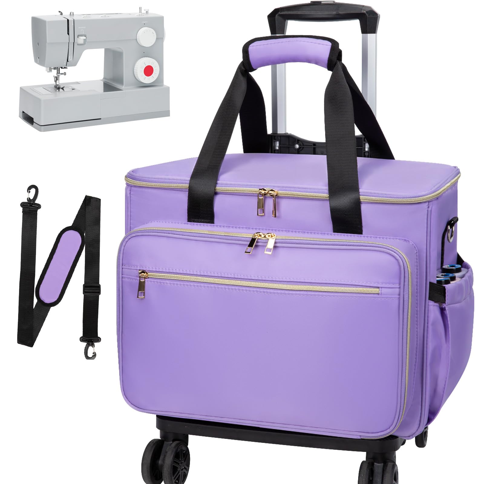Anitor Rolling Sewing Machine Case with Wheels and Removable Bottom Padding