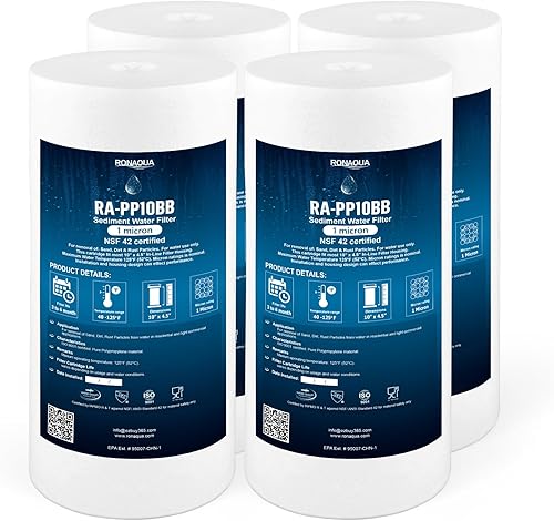 Miniatura 20 de Ronaqua Cartucho de filtro de agua de repuesto de sedimentos grandes de 10 x 4.5 pulgadas, 1 micrón, certificado NSF, para toda la casa, compatible