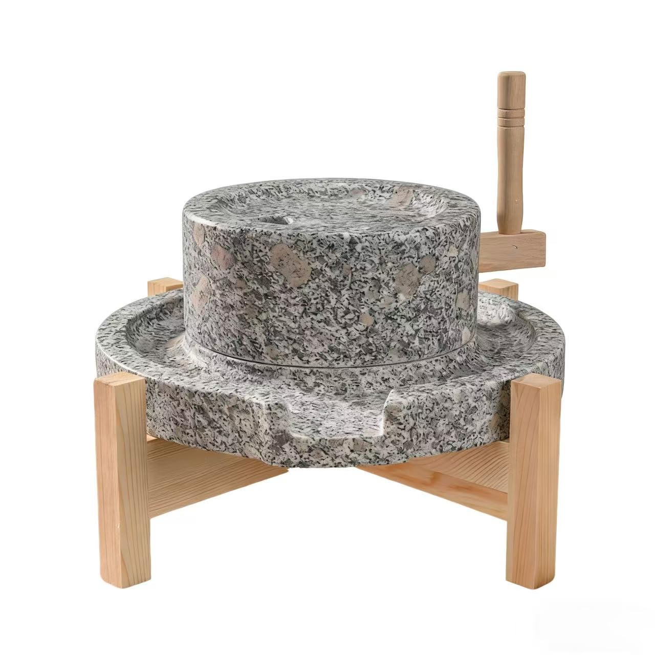 Natural Granite Stone Grain Mill,Household Hand Crank Stone Mill Grinder For Soy Milk, Flour, Corn Juice,Traditional Manual Grinding Tool